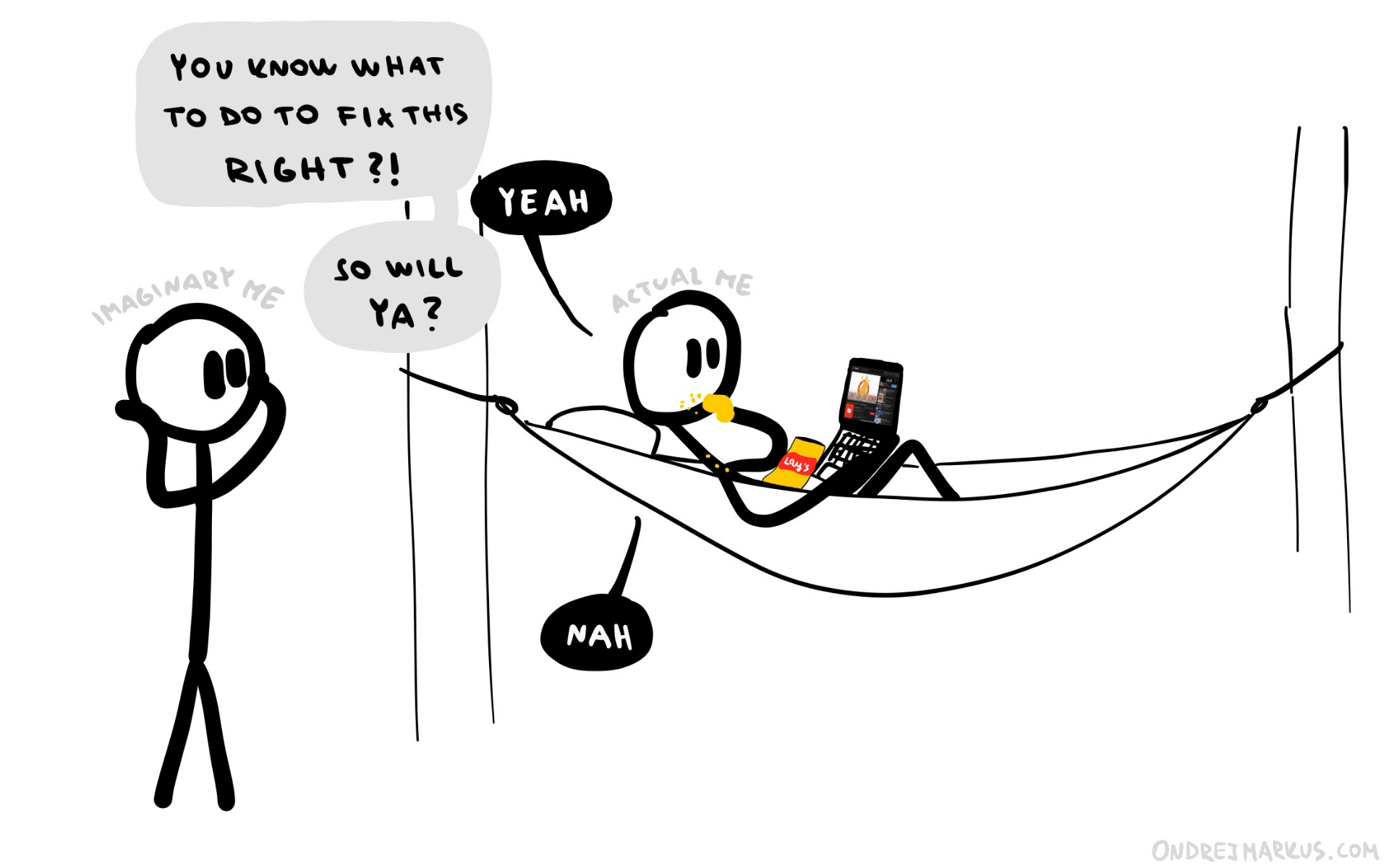 Watching myself do nothing.