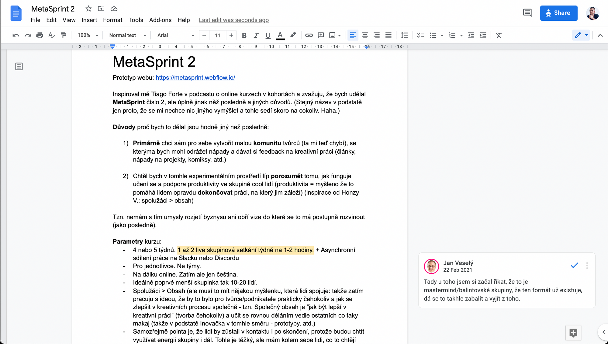 Google Doc as a dumping place