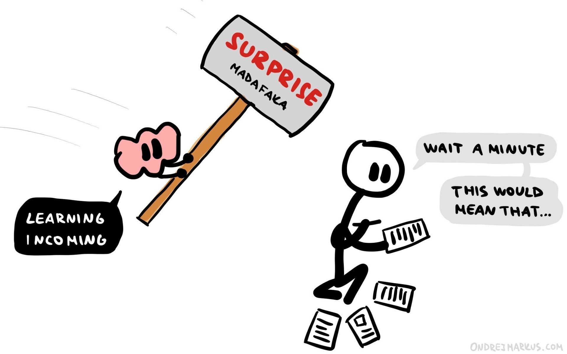 Surprise signals learning should happen.